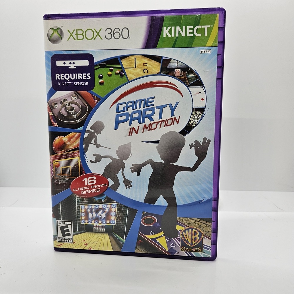 Game Party In Motion Xbox 360 Kinect CIB Complete WB Games Purple‎ Case